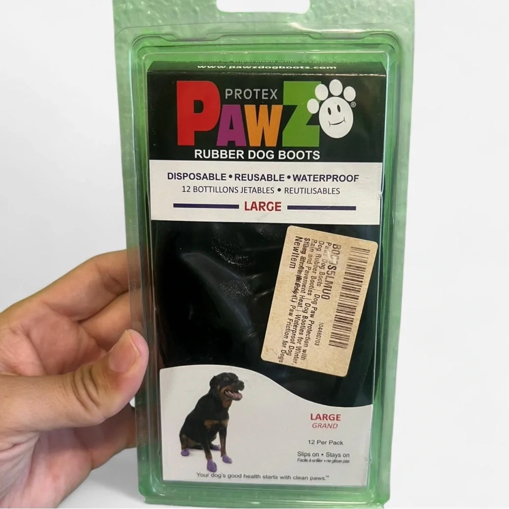 PAWZ Black Rubber Dog Boots - Large‎
